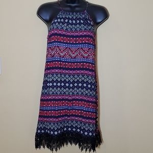 Super Cute Lace Trim Halter Dress